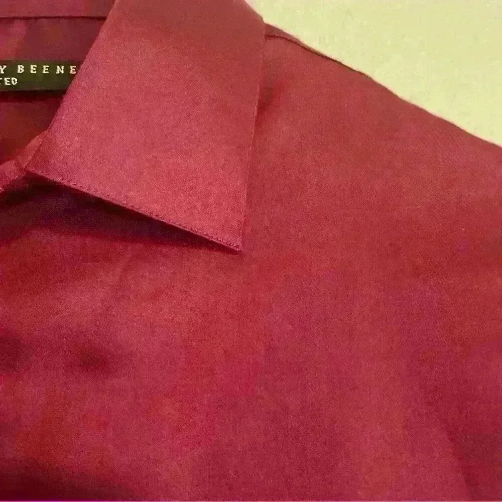 Geoffrey Beene wine fitted sateen wrinkle free dress shirt size 15 1/2 34-35 - Picture 3 of 7